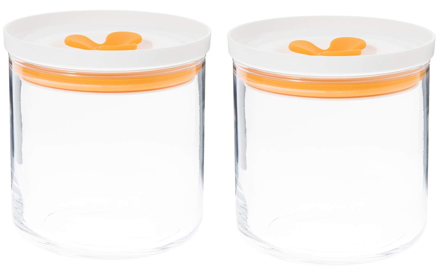 Toyo Sasaki Glass Kitchen Deli Keeper Storage Container Japan Orange 2 Pieces