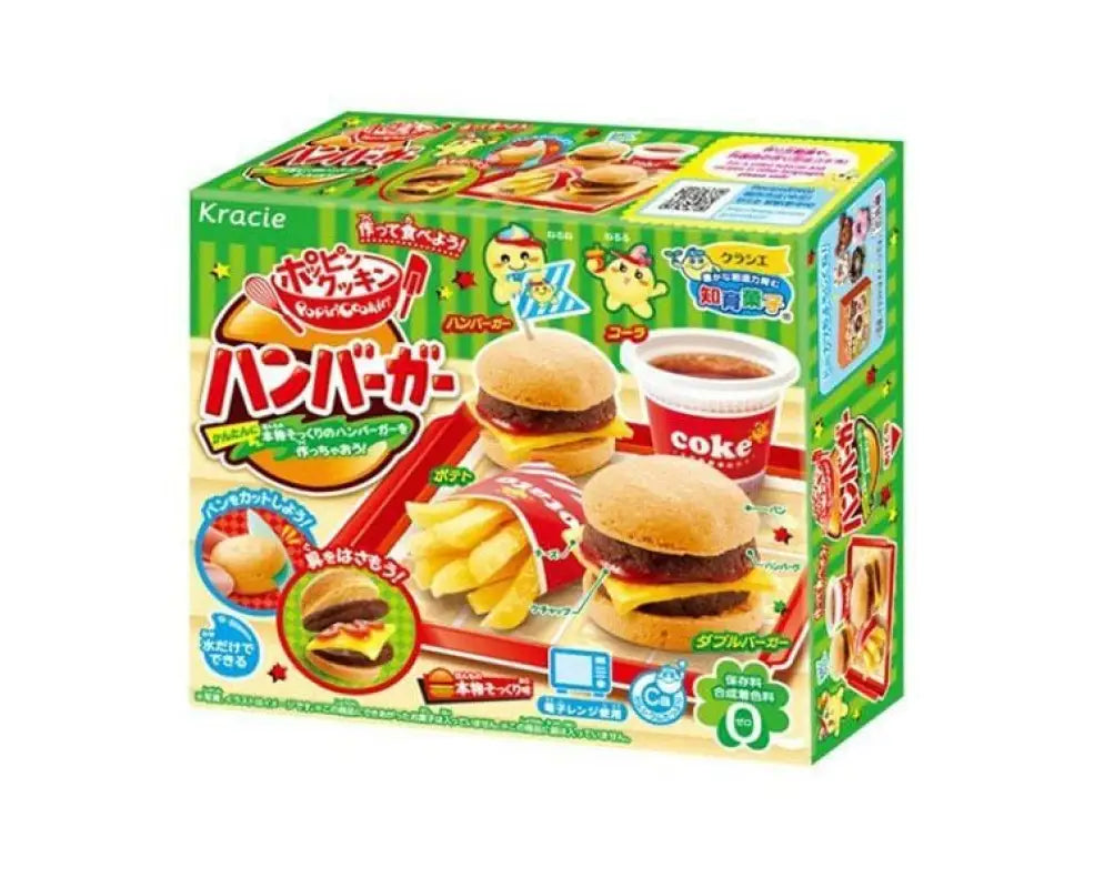 Packaged Kracie Popin' Cookin' Fun Hamburger Kit, playful design, designed for children and families