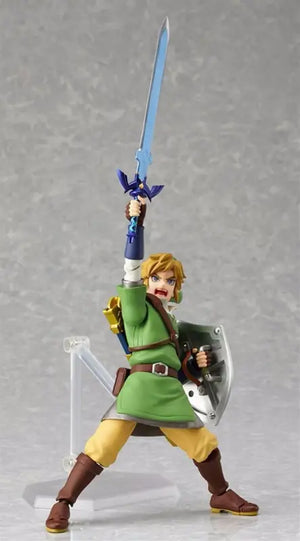 Close-up of Figma 153 The Legend Of Zelda Skyward Sword Link Figure, 140mm, featuring detailed tunic for display