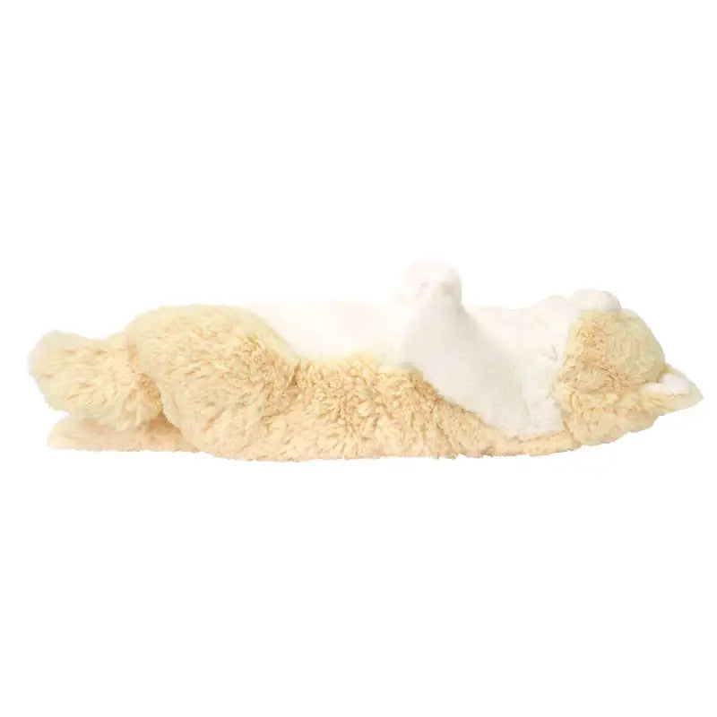 Close-up of SUNLEMON Plush Doll Knee Cat Sleeping Cream, featuring embroidered details for durability