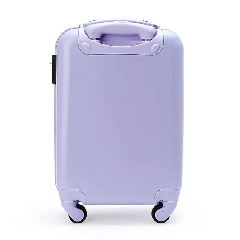 Close-up of SANRIO Suitcase Carrying Bag Kuromi, 29L, featuring durable ABS+PC for secure travel