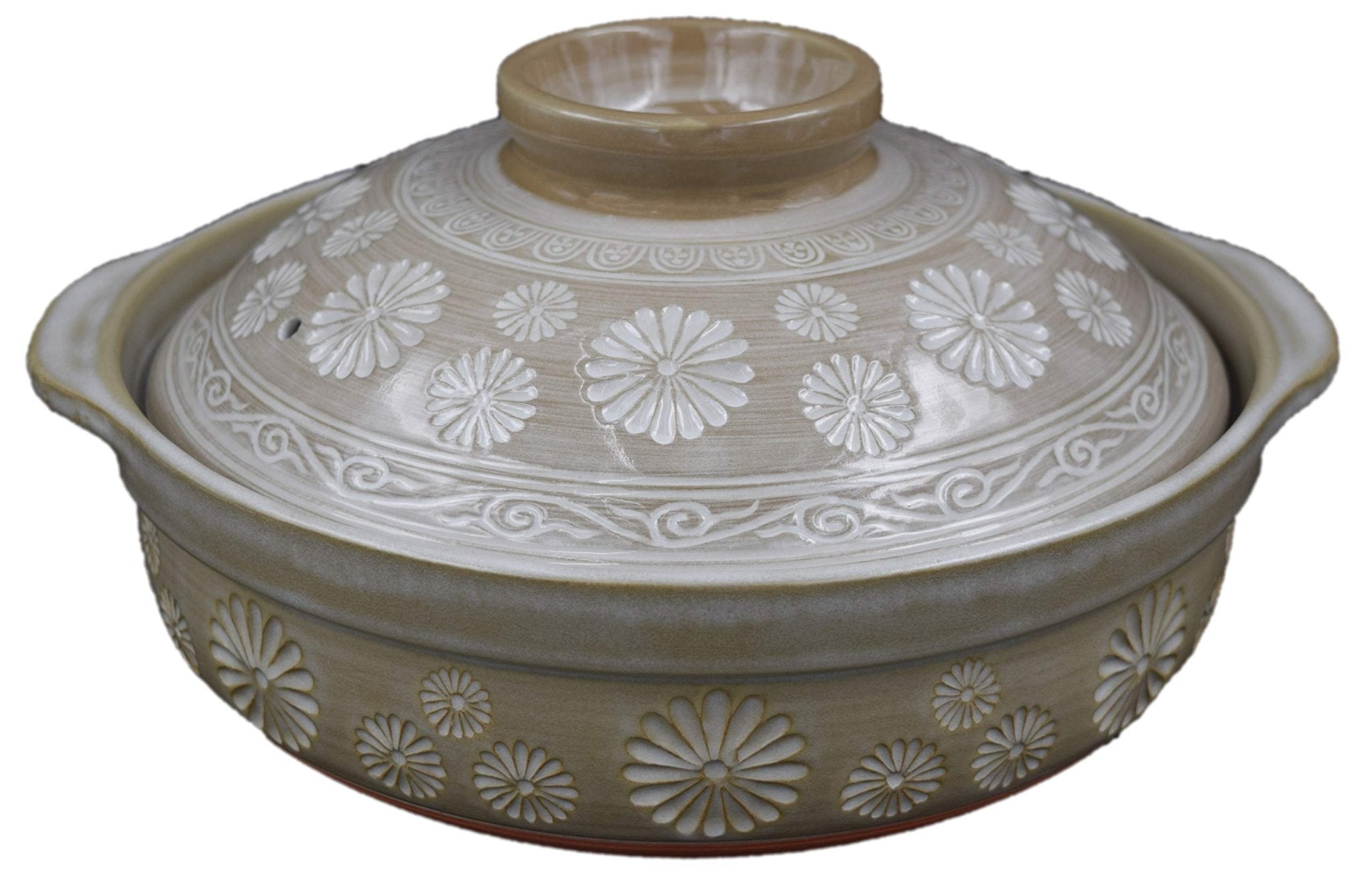 Uchiyama Pottery Water - Repellent Ceramic Coated Earthen Pot No. 9 Japan Banko Ware 3 - 5 People Mishima