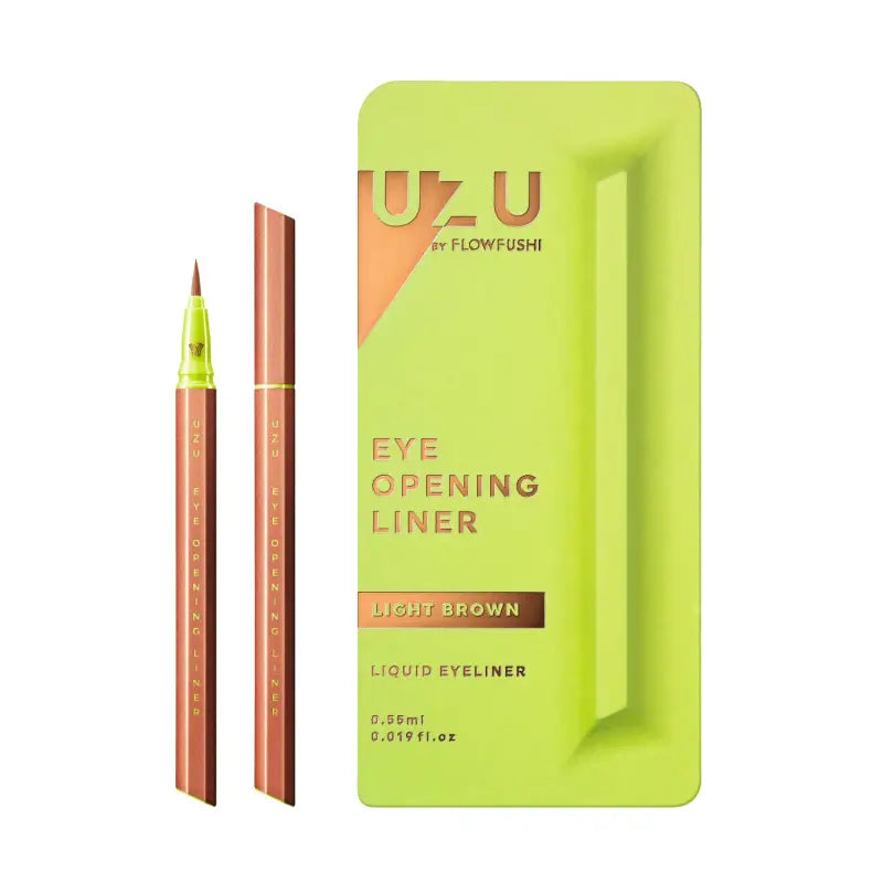 Uzu By Flowfushi Eye Opening Liner [Light Brown] Liquid Eyeliner Hot Water Off Alcohol Free Dye Hypoallergenic