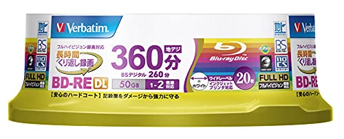 Verbatim Japan Bd - Re Dl 50Gb 20 Sheets White Printable Single Sided 2 Layers 1 - 2 Speed Vbe260Np20Sv1