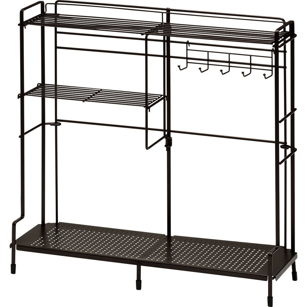 Wahei Freiz Japan Iron Stove Side Rack 52X15.5X50Cm Brown Kitchen Storage Hook