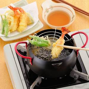 Wahei Freiz Mini Baked Paint Tempura Pot Deep Fry Ih Compatible Iron Net Kachikore Kr - 8265 Black Japan