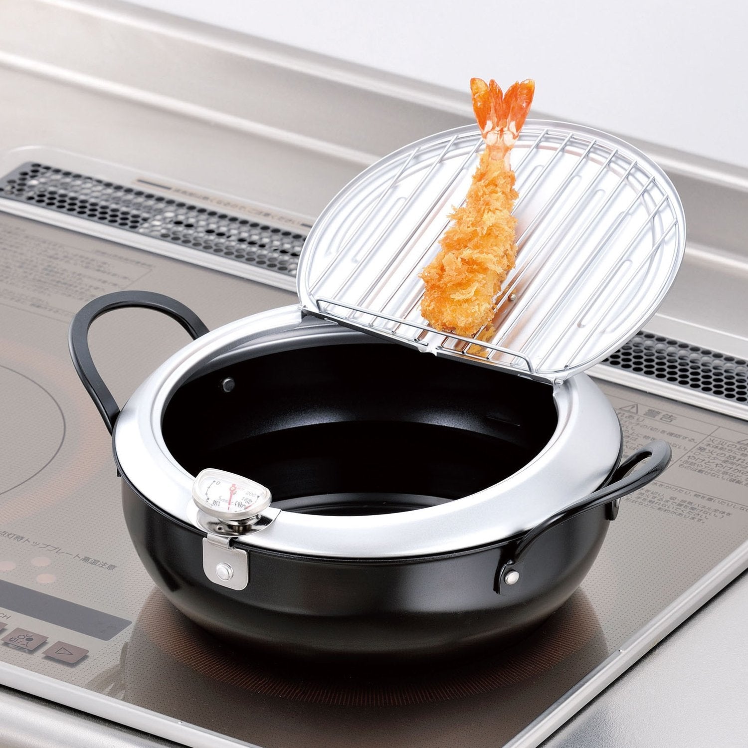 Wahei Freiz Tempura Pot 24Cm Iron With Lid Ih Compatible Made In Japan Tm - 9090