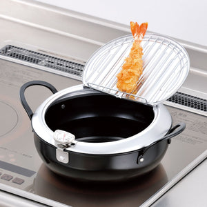 Wahei Freiz Tempura Pot 24Cm Iron With Lid Ih Compatible Made In Japan Tm - 9090