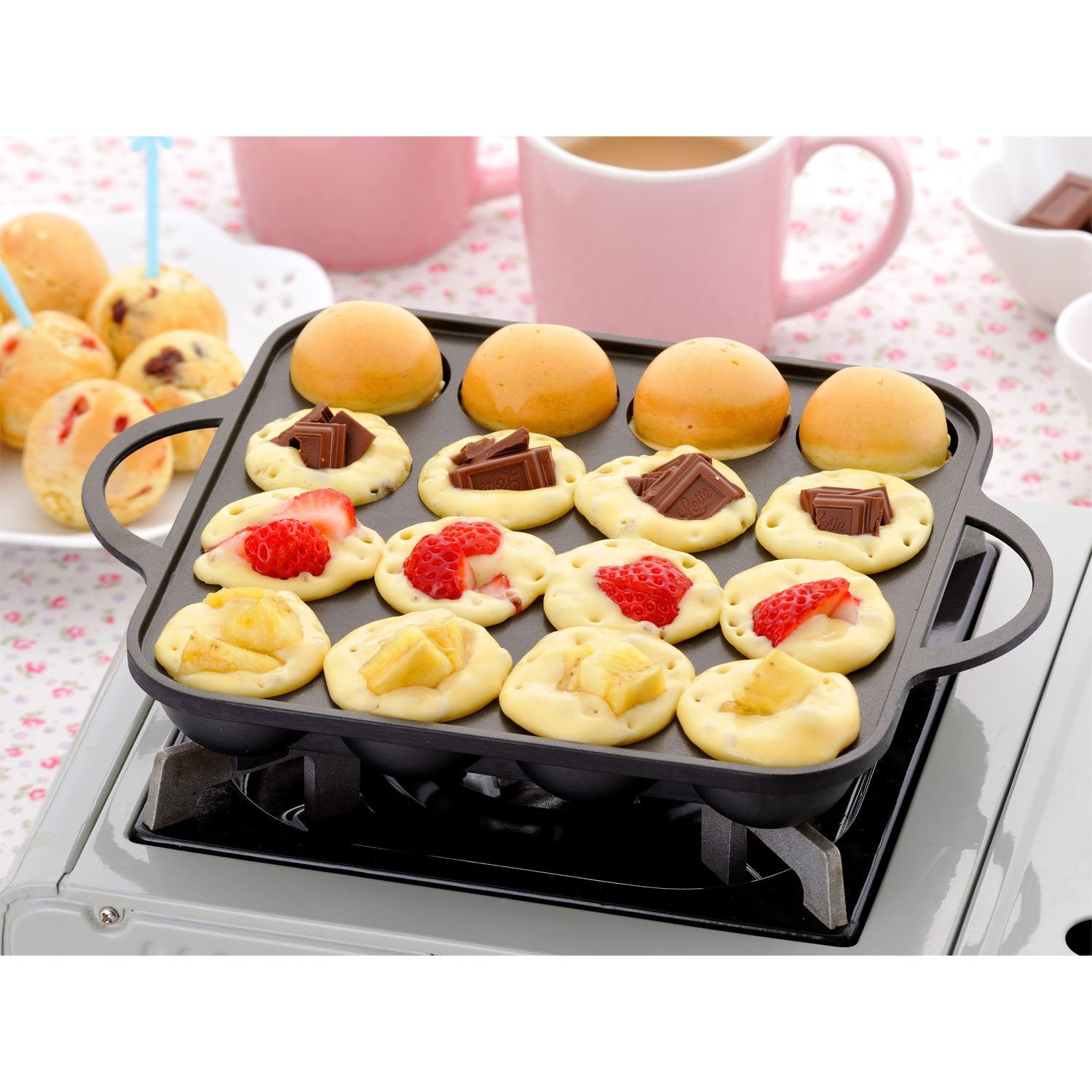Wahei Freiz Yr - 4259 Takoyaki Maker Japan Yakiyaki Stall 16 Holes Aluminum Casting Fluororesin Processing Gas Fire