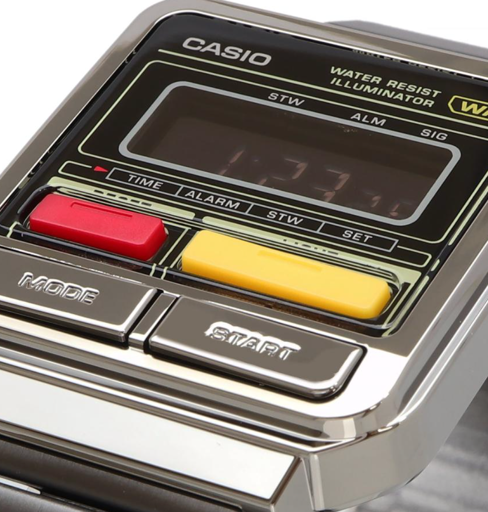 Casio A120WEGG‑1B in wrist‑shot, grey metallic design, perfect for everyday wear


