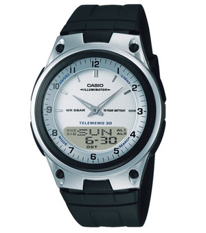 Casio AW‑80 black dial 40 mm watch, analog‑digital display, durable resin band

