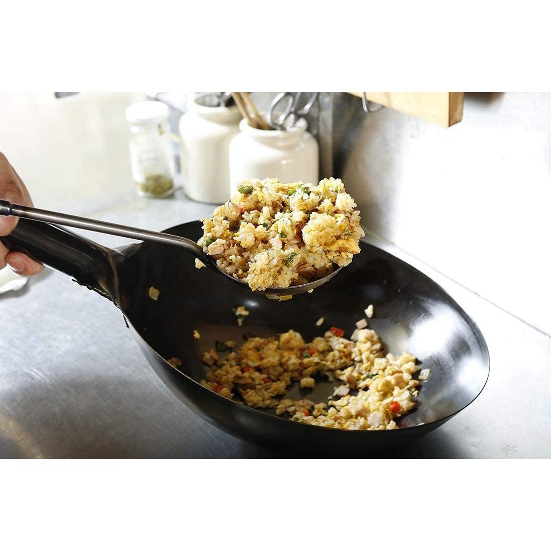 Summit Flat Bottom Japanese Wok with Handle 1.2mm, versatile design for gas, electric, or induction cooking.