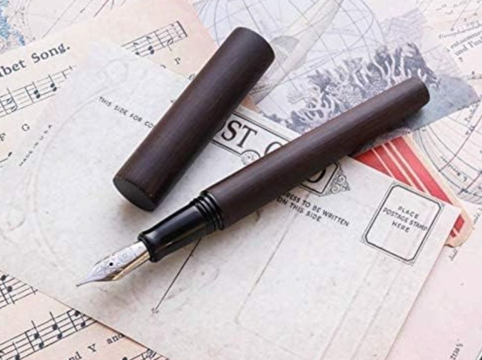 Wancher World Tree Fountain Pen in wooden gift box with converter and cartridges, ideal for gifting