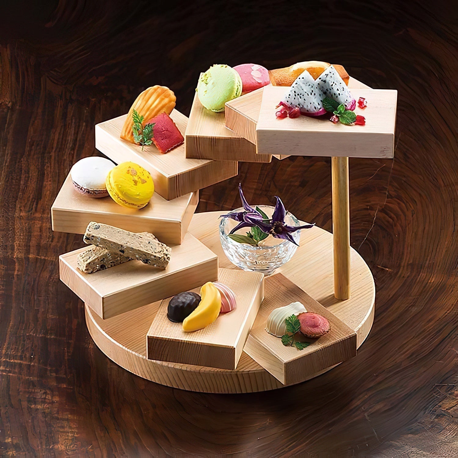Yamacoh Wooden 8 - Tier 3 - Dimensional Sushi Serveware