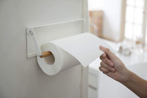 Yamazaki 3530 One - Hand Cut Magnet Kitchen Paper Holder White Japan W30.5Xd2.5Xh9.5Cm Tosca