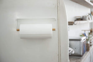 Yamazaki 3530 One - Hand Cut Magnet Kitchen Paper Holder White Japan W30.5Xd2.5Xh9.5Cm Tosca