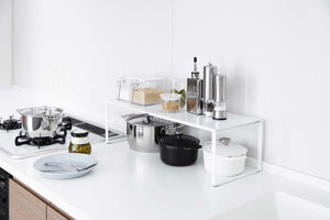 Yamazaki Industrial 3865 Telescopic Shelf White 36.5 - 60X23X18Cm Tower Under Sink Japan