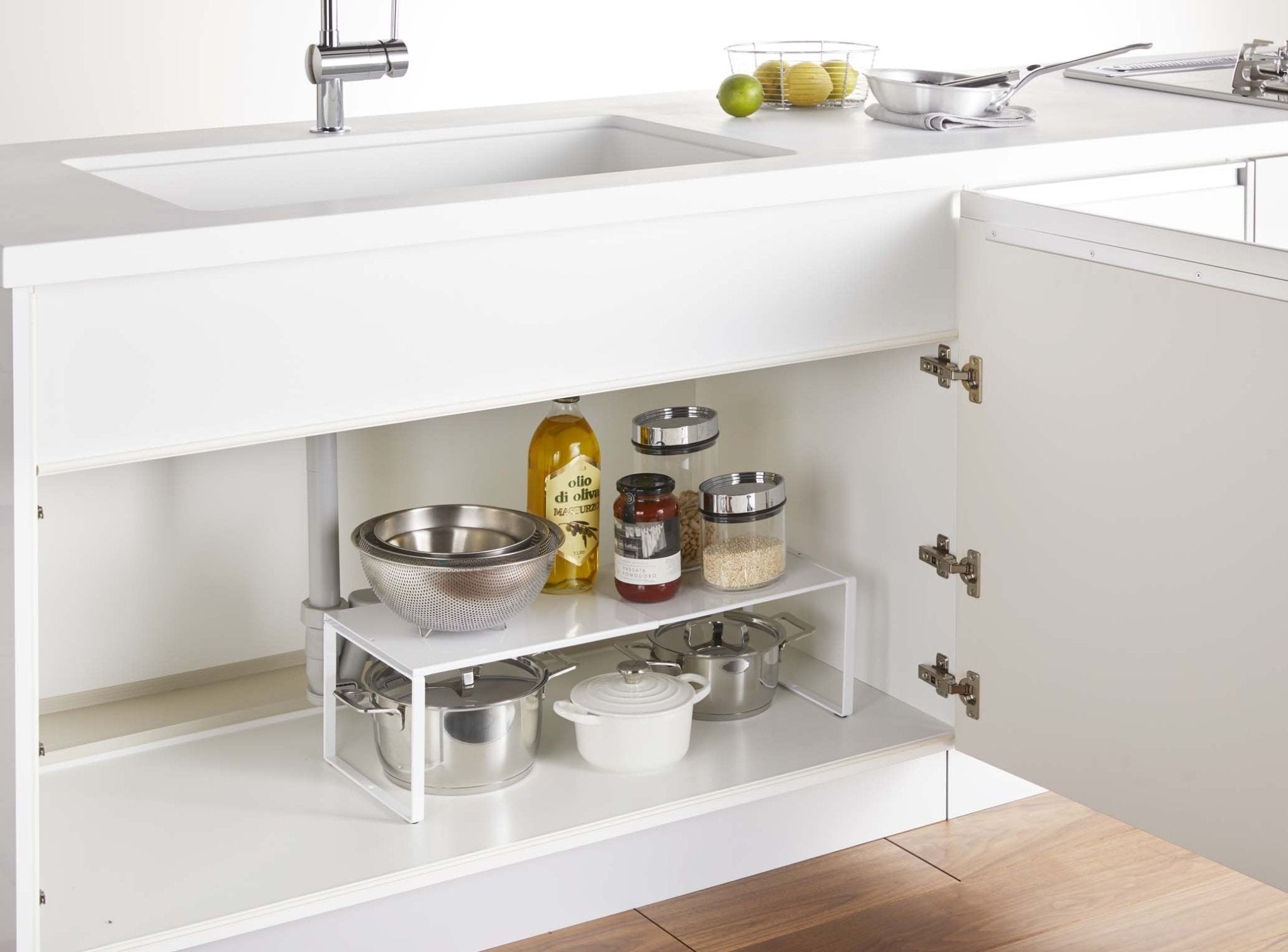 Yamazaki Industrial 3865 Telescopic Shelf White 36.5 - 60X23X18Cm Tower Under Sink Japan