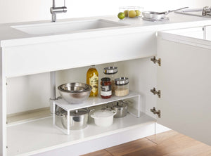 Yamazaki Industrial 3865 Telescopic Shelf White 36.5 - 60X23X18Cm Tower Under Sink Japan