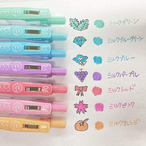 Zebra Sarasa Clip 0.5 Milk 8 Color Gel Ballpoint Pen Jj15 - 8C - Mk Made In Japan