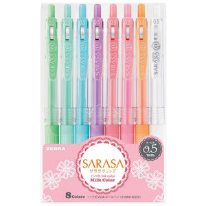 Zebra Sarasa Clip 0.5 Milk 8 Color Gel Ballpoint Pen Jj15 - 8C - Mk Made In Japan