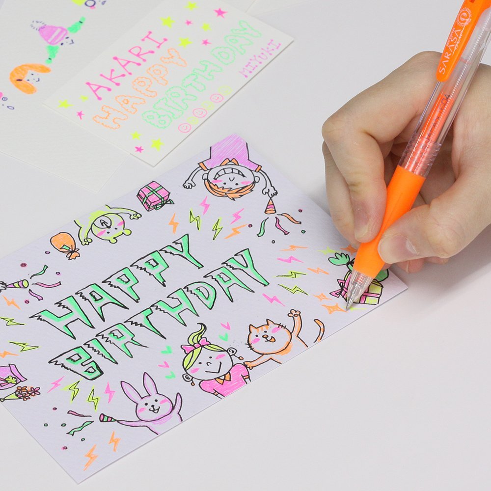 Zebra Sarasa Clip 0.5 Neon Ballpoint Pens 5 Colors Japan Jj15 - 5C - No