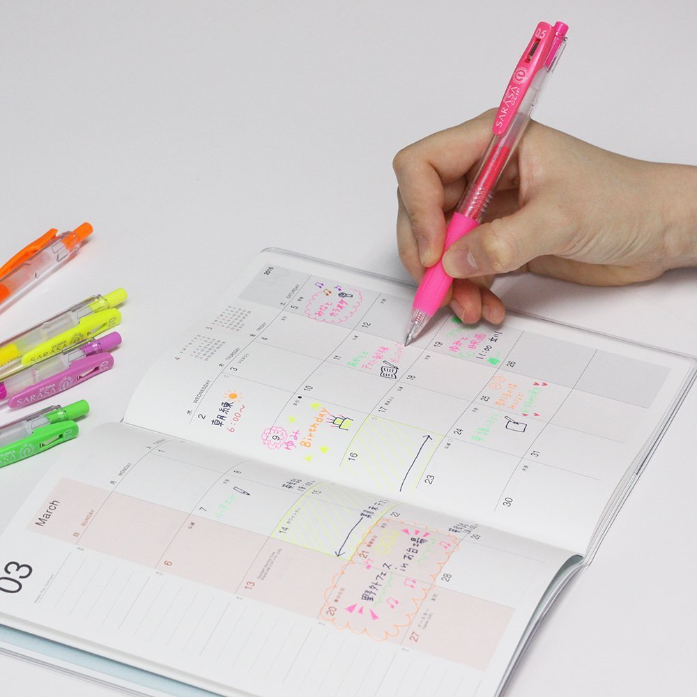 Zebra Sarasa Clip 0.5 Neon Ballpoint Pens 5 Colors Japan Jj15 - 5C - No