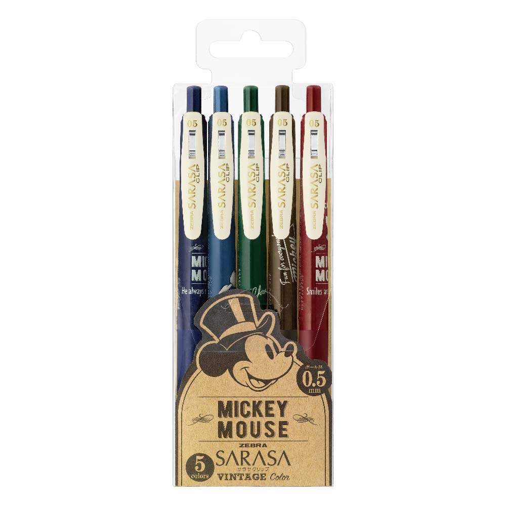 Zebra Sarasa Clip Gel Ballpoint Pen Vintage Mickey 0.5 5 Colors Japan Jj29 - Ds2 - 5C