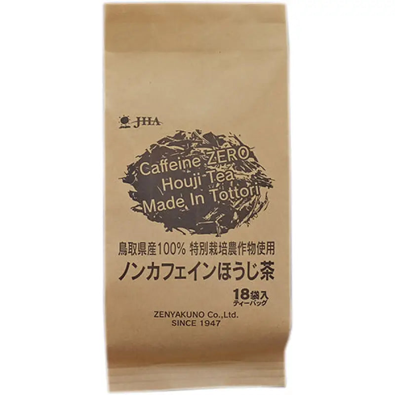 Zenyakuno Caffeine Zero Houji Tea 18 Bags - Made In Tottori Japanese Non-Caffeine Food and Beverages