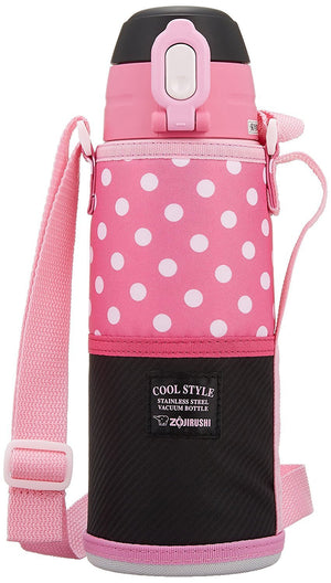 Zojirushi 0.8L Stainless Steel Water Bottle in Pink Black Direct Drinking SD - JK08 - BP Model