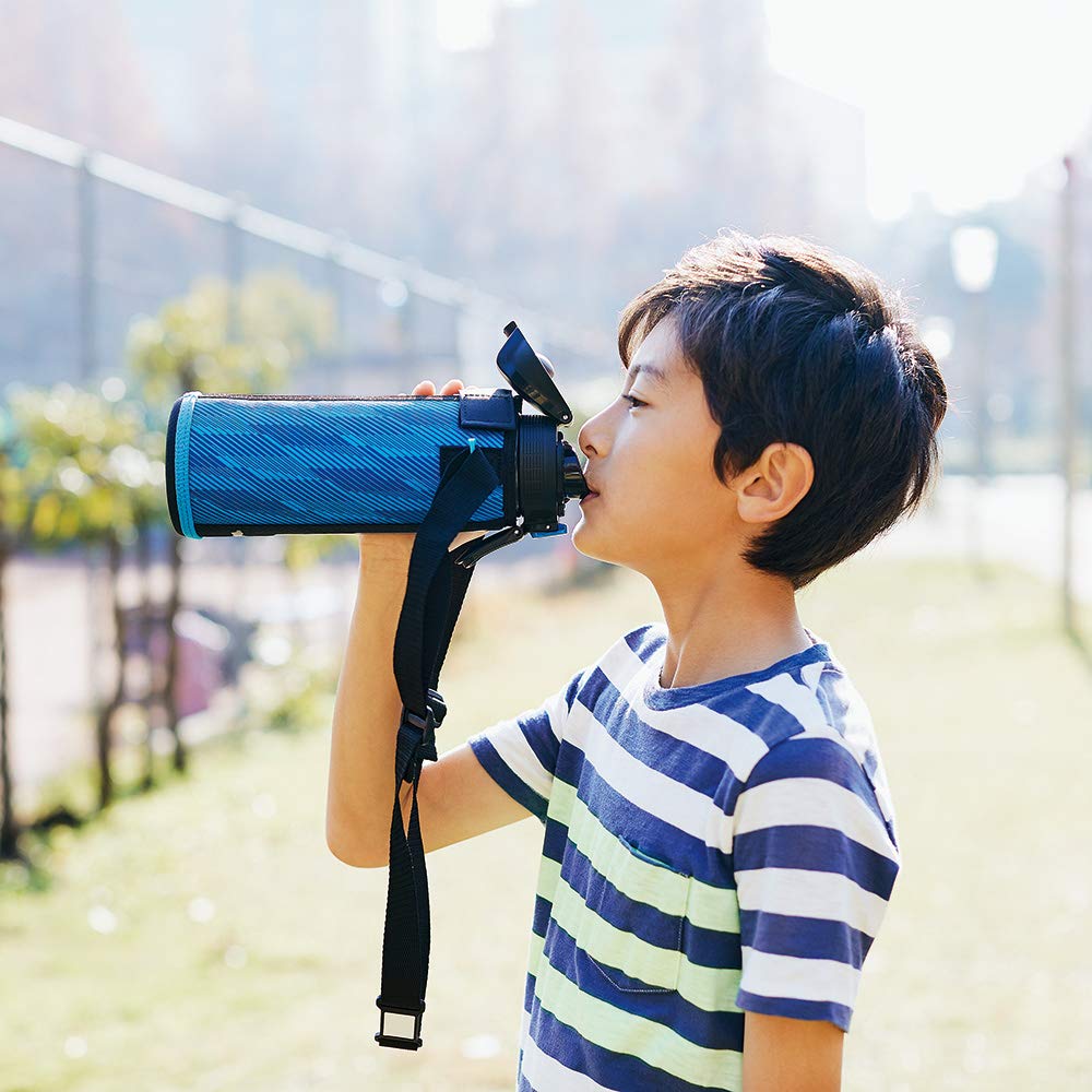Zojirushi 1.0L Stainless Steel Sports Water Bottle Direct Drinking Blue Stripe