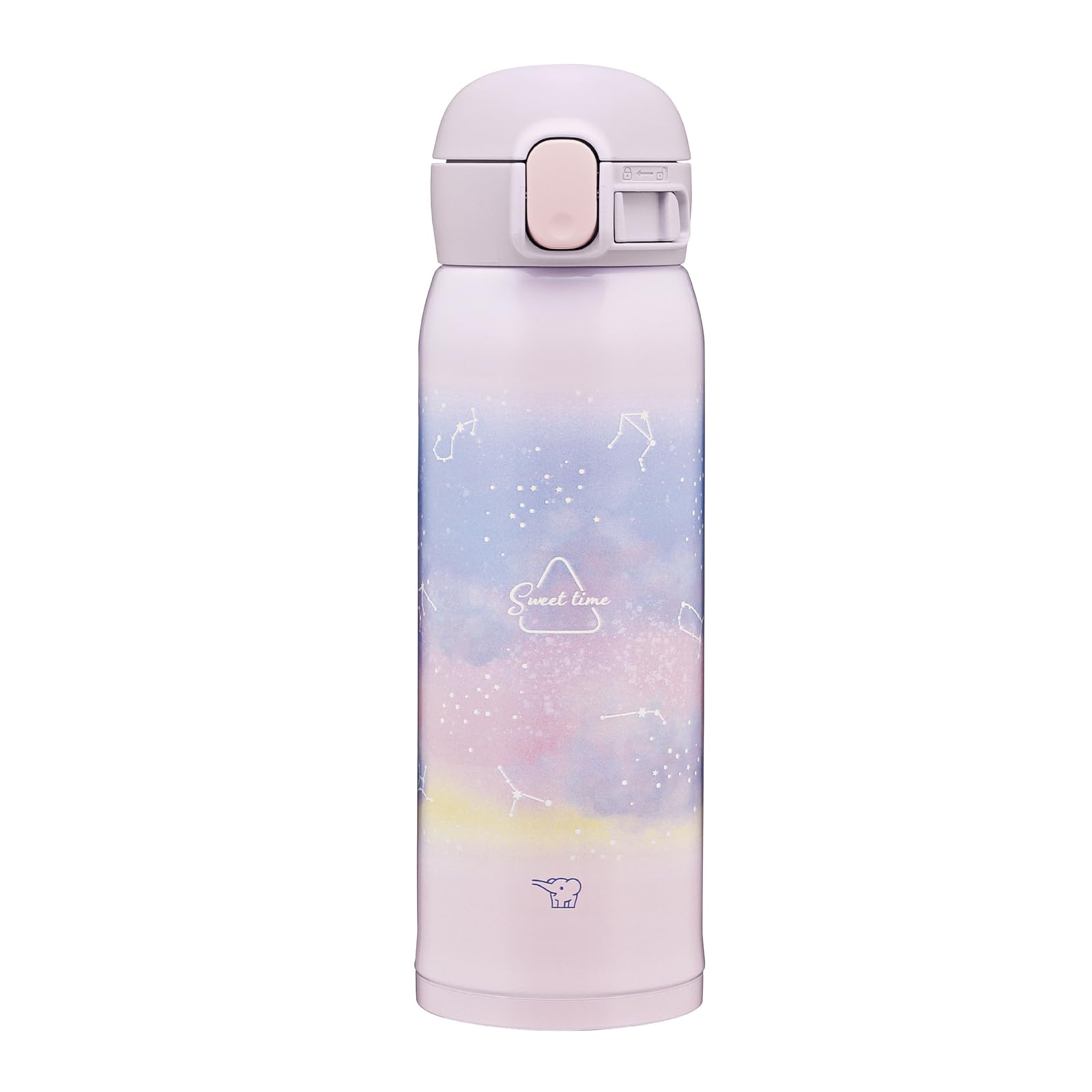 Zojirushi 480ml Stainless Steel Water Bottle for Kids Starry Purple One - Touch