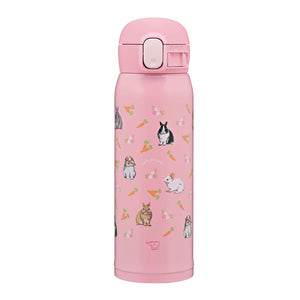 Zojirushi Kids Water Bottle Pink Rabbit 480ml Stainless Steel One - Touch Mug