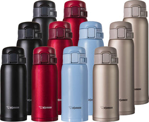 Zojirushi Lightweight Stainless Steel Water Bottle 360ml Warm/Cold One - Touch Open Light Blue