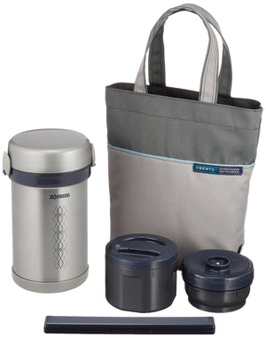 Zojirushi Mahobin (Zojirushi) Heat - Retaining Stainless Steel Lunch Box Lunch Jar About 1.5 Cups Of Tea Bowl Approximately 0.6 Go Microwave Compatible Lunch Bag Included Silver Sl - Nc09 - St