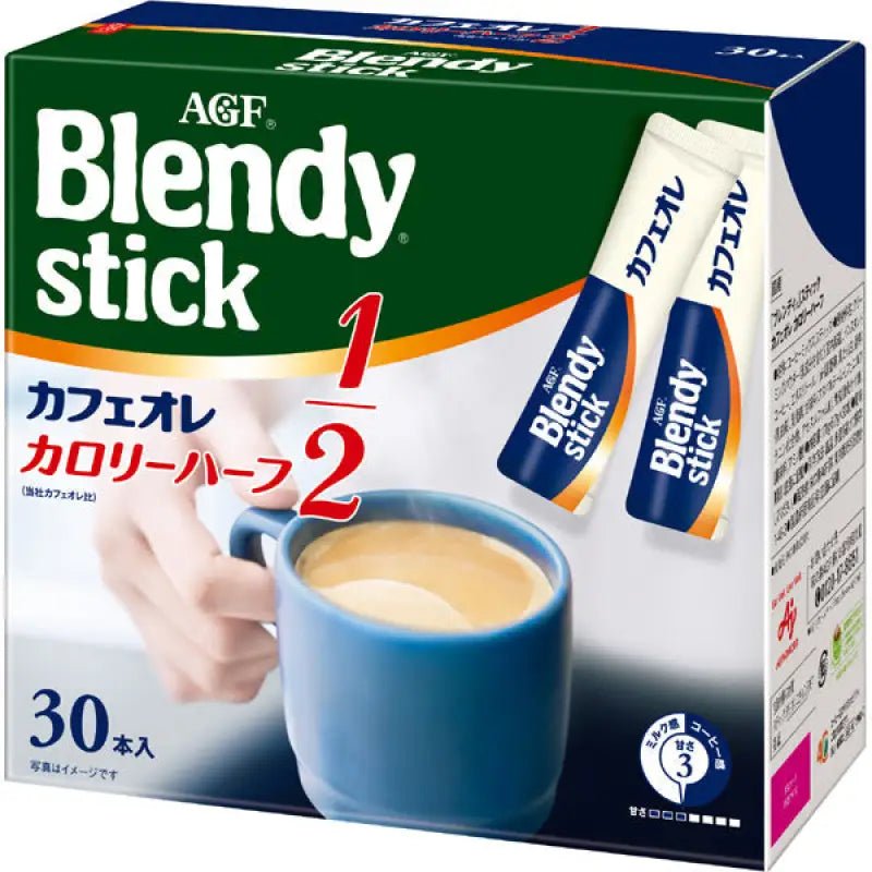 Ajinomoto Agf Blendy Stick Cafe Au Lait Half Calorie Version 30 Sticks - Mildly Sweet Coffee